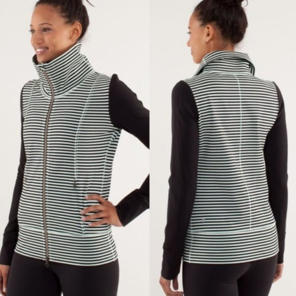 lululemon athletica Black & White Striped Zip-Up
